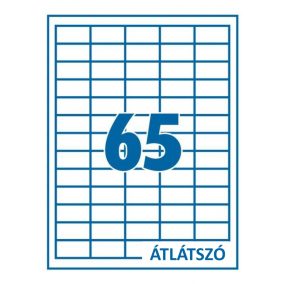  Osztott etikett lézercímke 38x21mm - ÁTLÁTSZÓ/víztiszta - 65címke/lap <10ív/csom>