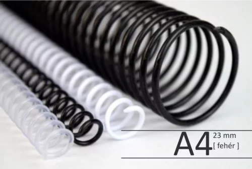 PVC csavart spirál - A4, 23mm, fehér <100db/dob>