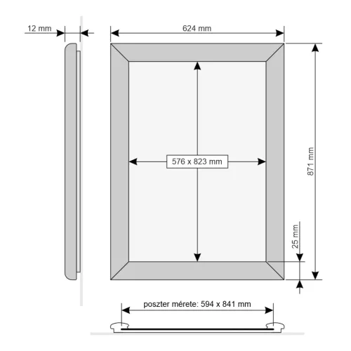 Clic Clac aluminium keret A1 /Szürke keret/ - 25mm